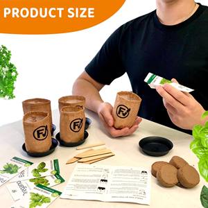 Kit <span class=keywords><strong>de</strong></span> culture d'herbe d'intérieur avec pots <span class=keywords><strong>de</strong></span> jute pour plantes Kit <span class=keywords><strong>de</strong></span> 5 plantes aromatiques pour fenêtre et jardin - Product Image 3