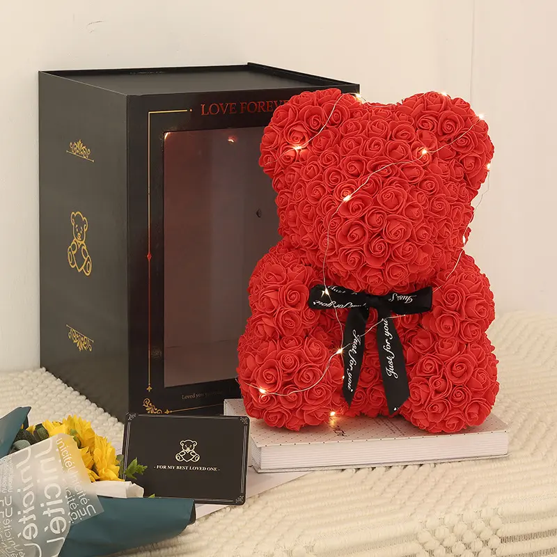 25Cm 40Cm 70Cm Red Pe Foam Nhân Tạo Bảo Quản Hoa Hồng Gấu Quà Tặng Ngày Valentine Hoa Hồng Gấu Với Hộp Quà Tặng