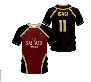 Maillot Du Vl Replika 애니메이션 블루 잠금 저지, 바스타드 뮌헨 프린트 블루 잠금 축구 셔츠, 코스프레 패션 스트리트웨어 - Product Image 5