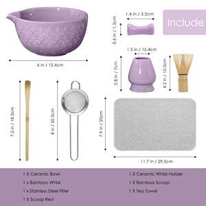 Juego de Matcha de Cerámica de Alta Calidad Estilo Japonés de 7 Piezas, Tazón de Matcha Tradicional Grabado, Cepillo de Té, Batidor de Bambú, Kit de Inicio - Product Image 2