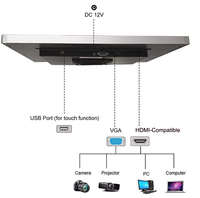 Écran tactile HD polyvalent, en stock en chine, 12.1/15/15.6/17/18.5/19/21.5/23.6/27 pouces, avec cadre métallique résistif/capacitif, écran de PC