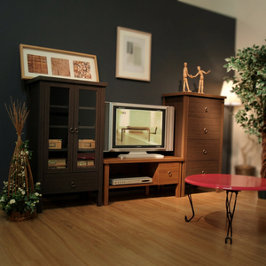Sato Sangyo Modern Brown and <b>Black</b> Living Room Set Furniture - Product Image 2