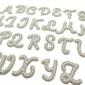 Miếng dán chữ cái lấp lánh bằng sắt ngọc trai thanh lịch Kim cương giả hình đề can cô dâu Ngọc Trai bảng chữ cái tiếng Anh miếng dán chữ cái lấp lánh - Product Image 2