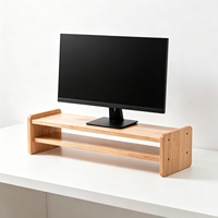 Support d'écran à deux niveaux en bois massif personnalisé |   Étagère double niveau ergonomique pour écran d'ordinateur |   Organisateur de rangement de bureau
