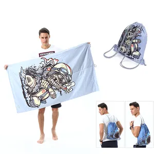 Сублимационная реактивная печать индивидуальная цифровая печать сумка для хранения из микрофибры пляжная сумка полотенце