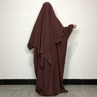 Ensemble Modeste 2 Pièces Khimar Abaya de Haute Qualité en Nida Léger et Respirant pour Femme Musulmane, Robe Hijab Papillon Jilbab pour l'Aïd, Vente en Gros