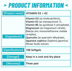 Suplemento de Vitaminas y Minerales en Cápsulas Blandas D2+K3 de Wins Town Wholesale para Promover la Absorción de Calcio - Product Image 5