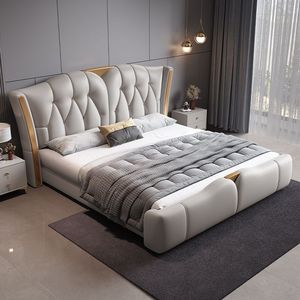 Camas Modernas Tapizadas de Venta Caliente, Diseño Italiano de Lujo, <span class=keywords><strong>Cama</strong></span> de Madera King/Queen <span class=keywords><strong>con</strong></span> Almacenamiento Ajustable para Dormitorio Principal de Hotel - Product Image 4