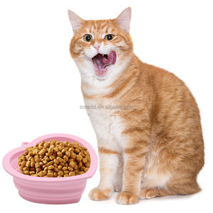 Mangkuk Travel hewan peliharaan silikon dapat dilipat berbentuk hati pengumpan dapat dilipat nyaman untuk kucing dan anjing bepergian mendaki bebas BPA - Product Image 5
