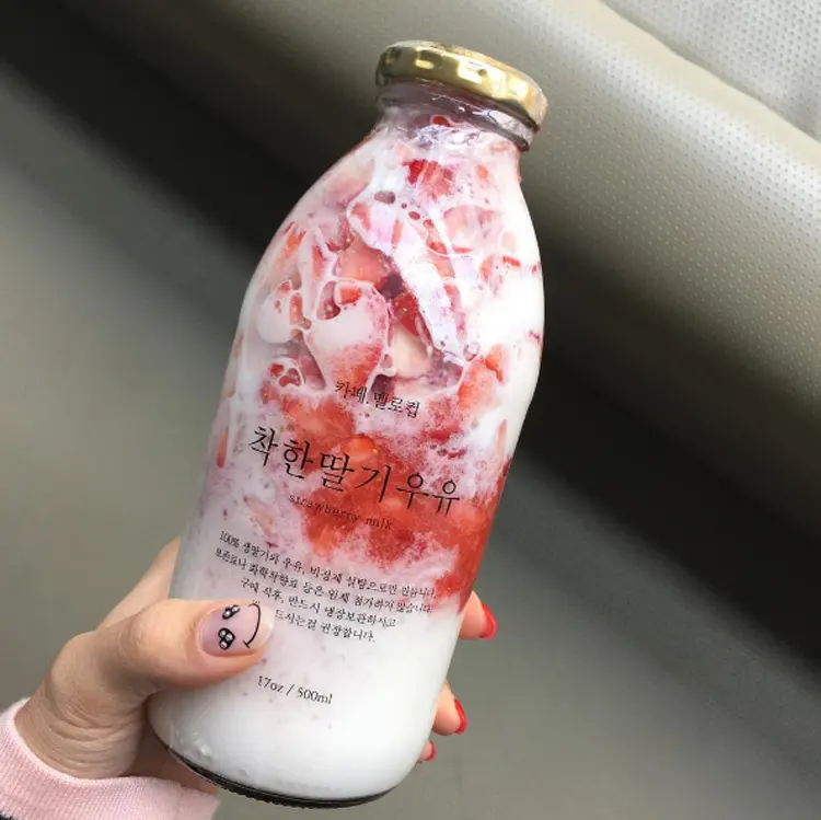 Hàn Quốc Phổ Biến Nước Trái Cây Chai Nước Giải Khát Chai Sữa Cà Phê Lạnh Uống Take-Away Juice Chai Thủy Tinh