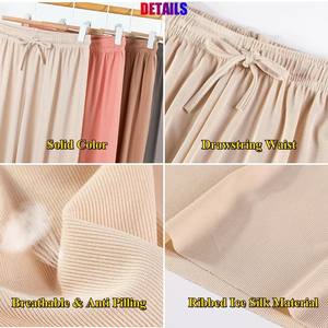 I-0287 New Women Summer Loose <b>Pants</b> High Waist Wide Leg Ice Silk Trousers Lady Casual Long <b>Pants</b> - Product Image 6