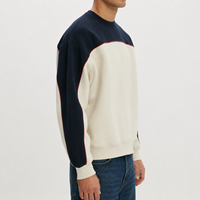 Sweat-shirt en coton épais pour homme, col rond, color block, en molleton bouclette, ourlet côtelé, coupe oversize, personnalisable avec logo