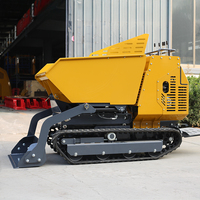 Mini-dumper sur chenilles de 1000 kg avec pelle hydraulique auto-chargeante, transporteur sur chenilles diesel de 1 tonne pour travaux agricoles et de construction