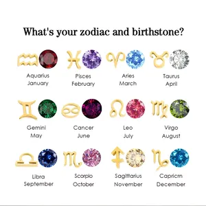 EManco Collier Astrologique Tendance Signe du Zodiaque Pierre de <span class=keywords><strong>Naissance</strong></span> Acier Inoxydable Couleur Or Quotidien Fête Rendez-vous Anniversaire Cadeau Dropshipping - Product Image 6