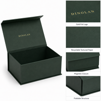 Boîte cadeau rigide de luxe, écologique, biodégradable, faite à la main, avec logo personnalisé, verte et noire, magnétique, recyclable, réutilisable, gaufrée, pour bougie