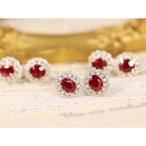 Pendientes Xinfly de Oro Puro 18k Au750 con Rubí Natural de Mozambique de 1.1ct y Diamantes de 0.24ct, Joyería de Moda - Product Image 3