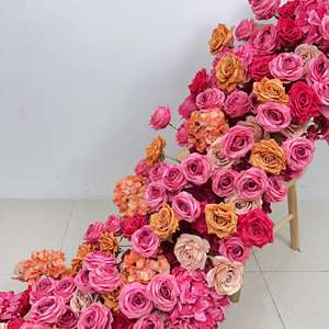 زهور اصطناعية عالية الجودة مخصصة بطول 2 متر، صف زهور وردي وأبيض وأحمر، مفارش طاولة زهور، قوس زهور اصطناعية للزفاف - Product Image 4