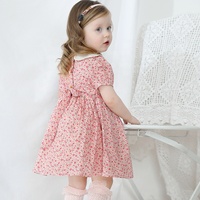 Robe smockée pour bébé fille, vêtements de boutique pour enfants, broderie florale, été, fleurs