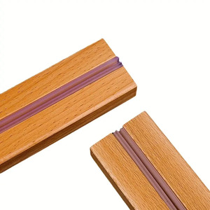 Letrero de acrílico transparente con base de madera en forma de T, soportes verticales de acrílico en blanco, pantalla de escritorio, marco de menú de plástico Doble - Product Image 5