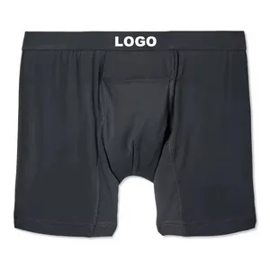 Custom Logo Sexy Underwear Young Men Organic Cotton Boxer Briefs Anti-wear Men's Boxer Briefs Style Sport Solid Color