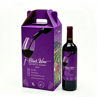 Boîte d'emballage pour bouteille de vin en carton ondulé avec logo personnalisé, avec poignée, en papier kraft, boîte cadeau pour vin rouge