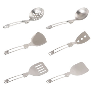Juego de Utensilios Plegables de Acero Inoxidable 304 para Camping, Grado Alimenticio, Portátil, para Exteriores, Combinación de Espátula y Cuchara - Product Image 5