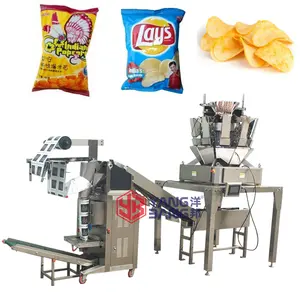 Máquina de llenado y envasado de pesaje para patatas fritas, galletas, dulces