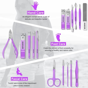 Kit de Manicura de 16 Piezas, Juego de Cortaúñas Profesional de Acero Inoxidable, Herramientas de Cuidado y Pedicura con Estuche de Cuero de Lujo - Product Image 3