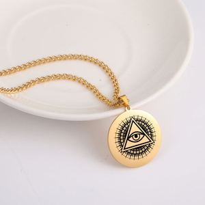 Collana con Ciondolo Occhio Onniveggente, Gioiello dell'Occhio della Provvidenza in Acciaio Inossidabile, Gioielleria Religiosa - Product Image 2