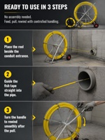 Tire-câble robuste en fibre de verre avec chariot enrouleur pour le tirage de câbles dans les conduits et les fosses