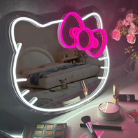 Enseigne néon chat mignon en acrylique effet miroir, décoration de chambre kawaii, forme irrégulière, anniversaire, Halloween