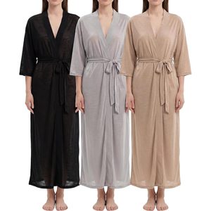 FOXA - Juego de 3 batas largas y suaves para mujer, estilo kimono, sedosas, para spa o dormir - Product Image 1