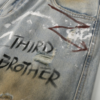 Shorts en jean déchirés amples pour hommes, style streetwear, motif graffiti, en denim délavé, fabrication OEM personnalisée, Jorts d'été