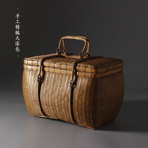 Handmade <b>Bamboo</b> Woven Tea Box Rectangle 20-35L Large Lacquer Color Portable Tea Storage Bag For Tea Masters - Product Image 1