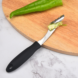 Décortiqueur de poivrons en acier inoxydable avec poignée en plastique et lame dentelée – Outil de préparation pour piments et jalapeños - Product Image 5