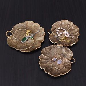 Vintage Brass Jewelry Tray Leaf Shape Handmade Decorative Storage Dish For Entryway Tabletop <b>Ornament</b> India Imported - Product Image 1