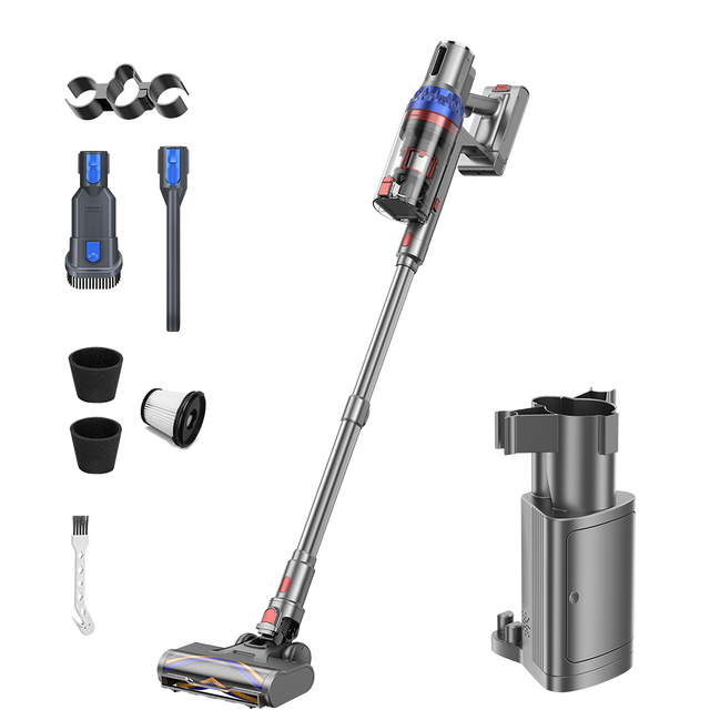 Stick Vacuum with Charging Dock Station Anti-tangle Wireless Vacuum Rechargeable Cordless Vacuum Cleaner for Pet Hair/Carpet