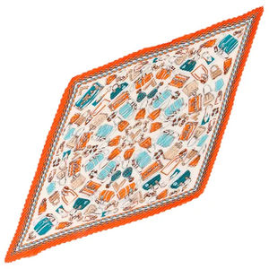 Écharpe en soie plissée ondulée, mode féminine, décorative, carrée, rétro, en polyester, élégante. - Product Image 2