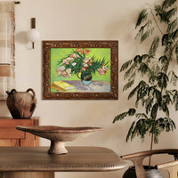 Tableau mural vintage chic et délavé imprimé haute définition, paysages européens et fleurs, avec cadre en bois, pour mariage de luxe
