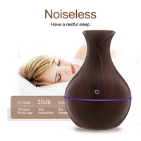 Diffuseur d'Huiles Essentielles Électrique USB 130 ml, Humidificateur d'Air Ultrasonique à Grain de Bois avec Lumières LED, Diffuseur d'Arômes pour la Maison