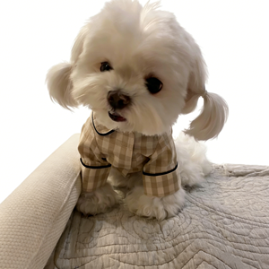 ZHONGYA Huisdieraccessoires Zachte Katoenen Geruite Hondenkleding Ademend Huisdier Slaapgoed voor Kleine Honden Klassieke Comfortabele Puppy Kleding - Product Image 1