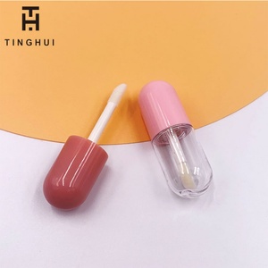 Manufacturer Mini Cute pink clear Capsule Shape Empty Lip Gloss Tubes Lipstick <b>Containers</b> - Product Image 3