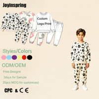 Ensemble sweat-shirt et pantalon pour enfants 100 % coton respirant, motif patte d'animal mignon, vêtements décontractés pour enfants, automne-hiver, vente en gros