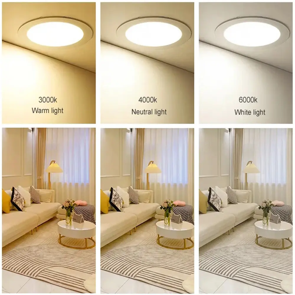 3W 6W 9W 12W 15W 18W 24W Éclairage d'intérieur 7MM Ultra Slim Mount Encastré Rond Led Panel Light For Home Shopping Hospital Workshop