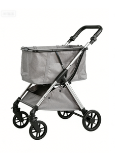 605-5 फोल्डेबल स्टलर: हल्के जाल डिजाइन, आउटडोर यात्रा के लिए पोर्टेबल 4-व्हील डॉग/बिल्ली ट्रॉली - Product Image 3