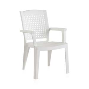 Pack 4pcs Contemporary Eco-Friendly Rectangular <b>Garden</b> <b>Chairs</b> Recycled Polypropylene Outdoor Metal Armrests <b>Stackable</b> <b>Chair</b> - Product Image 1