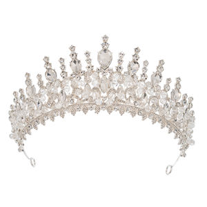 Luxe Baroque <span class=keywords><strong>Diamant</strong></span> Couronne Diadème Reine Couronnes Diadème pour Mariée Princesse Alliage avec Strass pour Mariage - Product Image 4