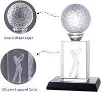Trophée de golf en verre écologique de conception gratuite trophées gravés pour les compétitions sportives et les fêtes