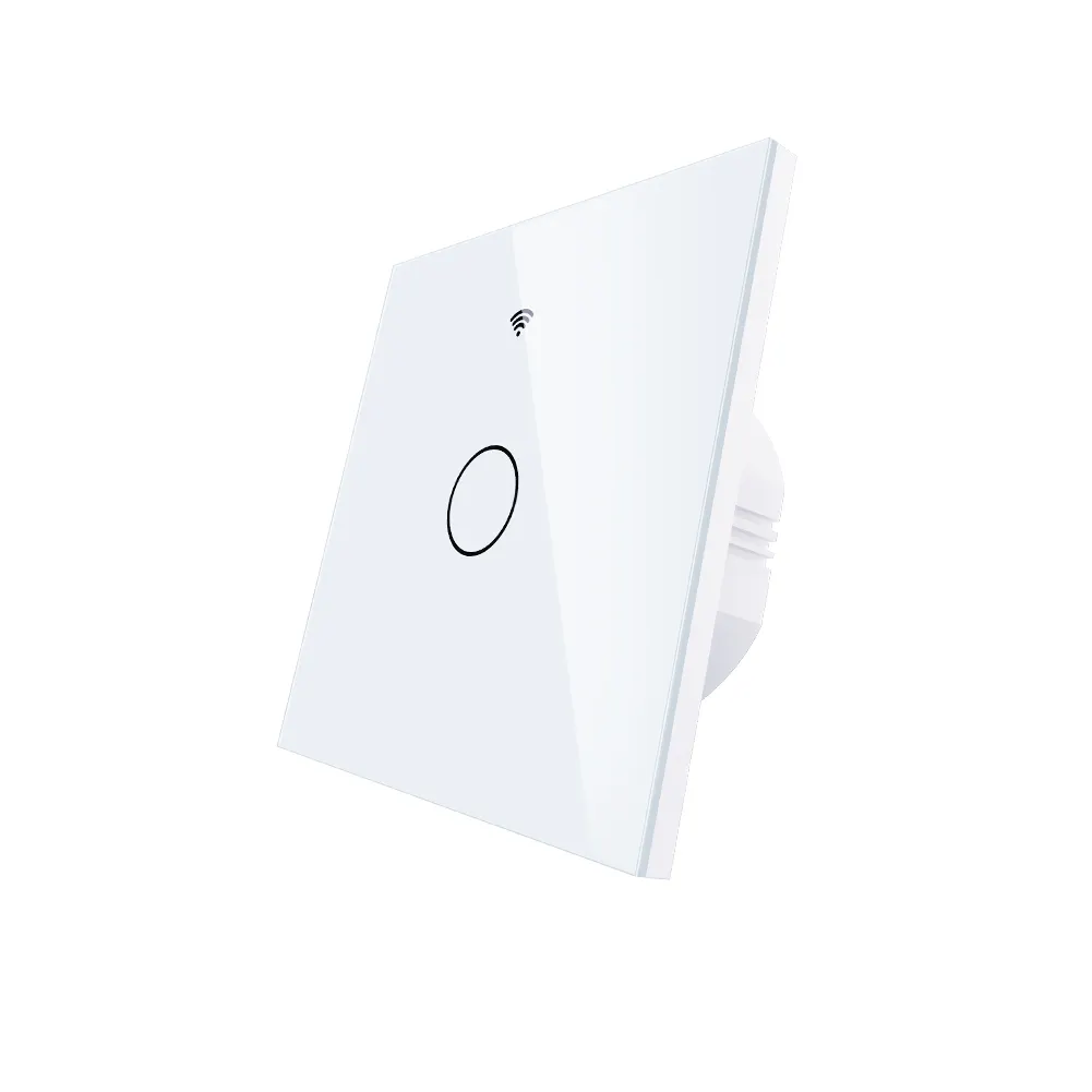 Suara Kontrol Sentuh Beralih WiFi RF Null Line Putih 1-Way Smart Dinding Tertanam Switch Tuya Saklar On-Off