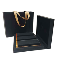 Boîte en papier rigide personnalisée, noire mate, de luxe, magnétique, écologique, recyclable, portable, avec logo en feuille estampée, pour emballage cadeau, avec poignée